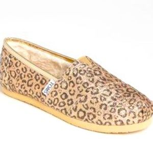 TOMS Classic Glitter Animal Print Slip-Ons
